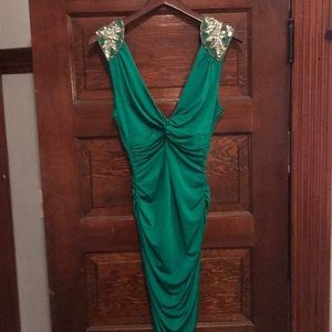 Emerald body con going out dress